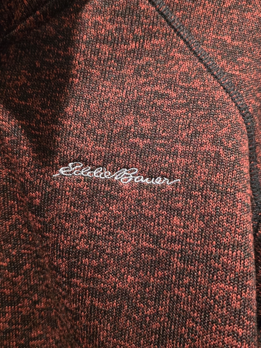 ​Eddie Bauer Men's Red Black Heathered Quarter Zip Sweater Fleece Jacket Size L - Picture 3 of 5